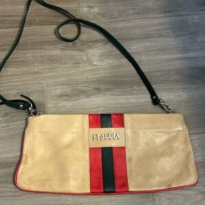 Claudia Firenze Beige and Red Crossbody Bag (Italy)